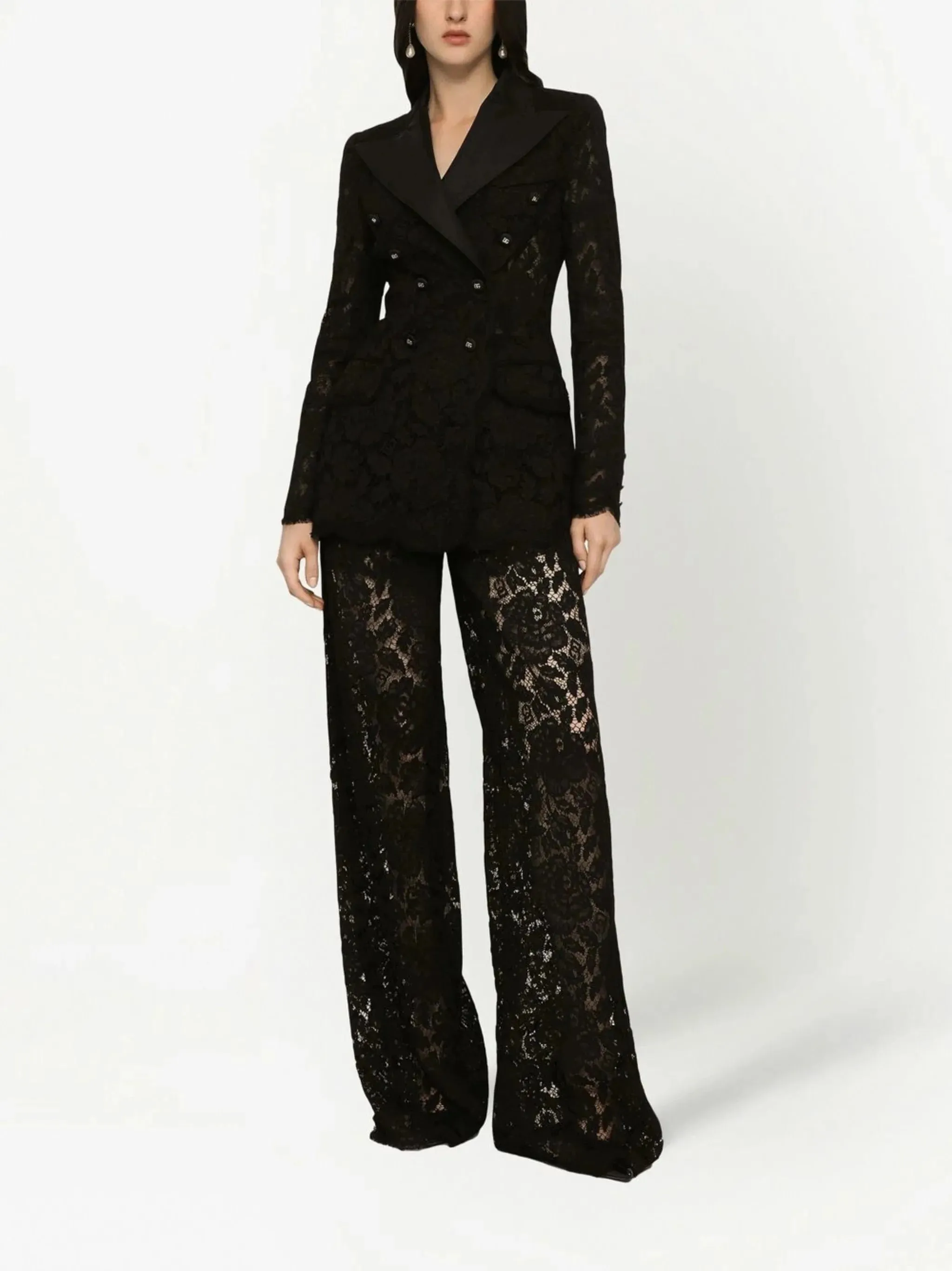 Floral Lace Tailored Trousers