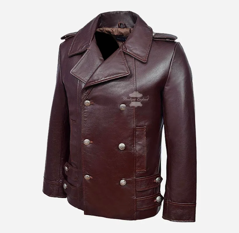 GERMAN WW2 Leather Coat Studded Punk Double Breasted Cow Leather Jacket