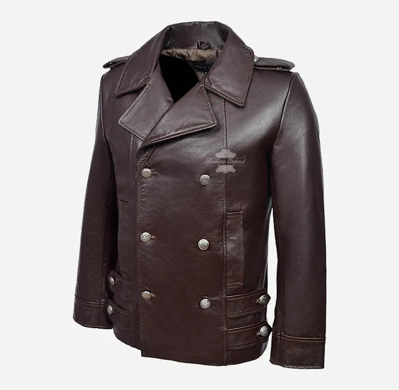 GERMAN WW2 Leather Coat Studded Punk Double Breasted Cow Leather Jacket