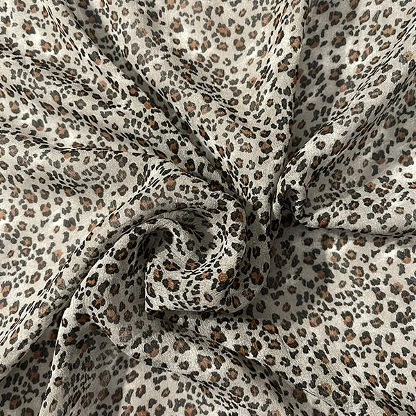 Gray Multi Cheetah Print Chiffon Fabric