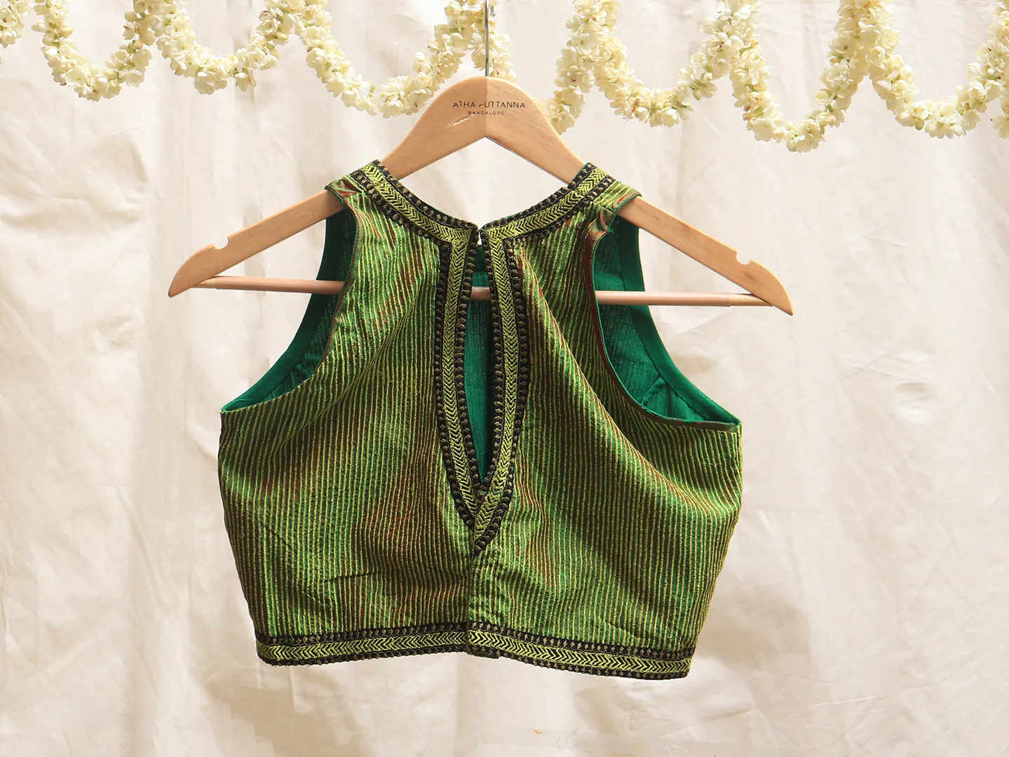 Green shot, Karnataka silk, Embroidery blouse