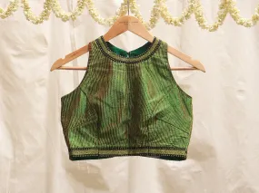 Green shot, Karnataka silk, Embroidery blouse