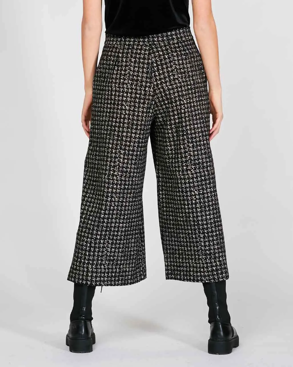 Houndstooth Pleated Wide Leg Trousers