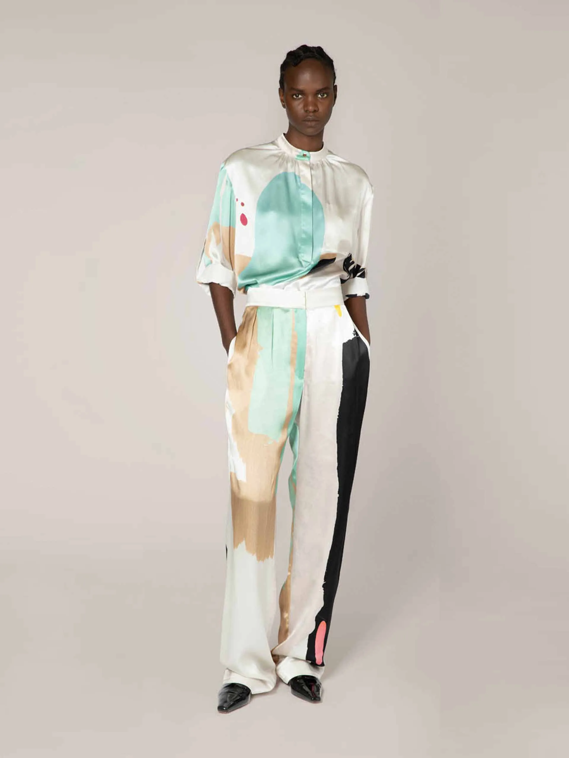 Ines multicolour silk trousers