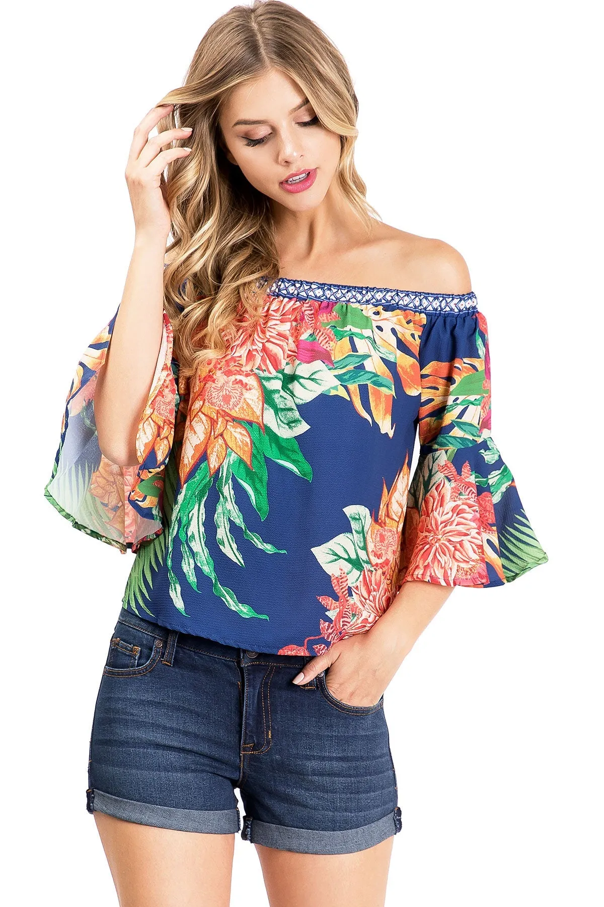 Island Bloom Off Shoulder Blouse