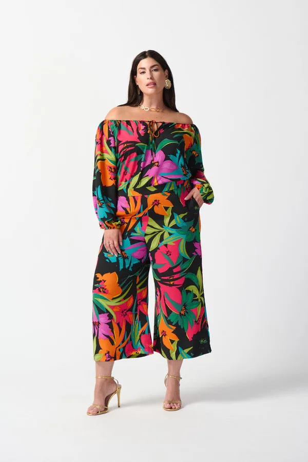 Joseph Ribkoff Hibiscus Print Wide Leg Pants 242211