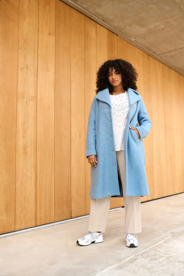 Kaffe Curve Anni Coat in Light Blue