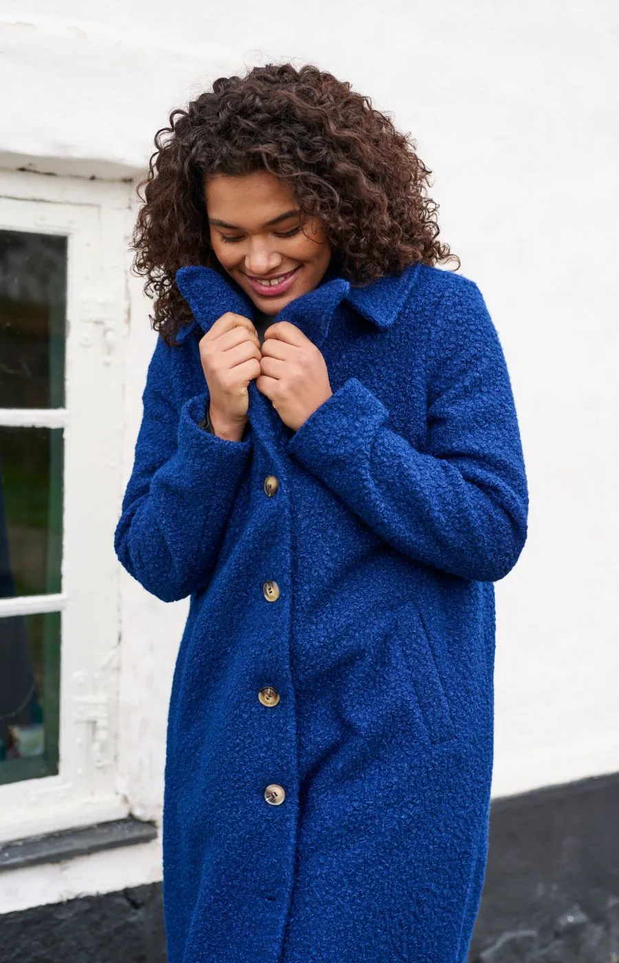 Kaffe Curve Anni Coat in Royal Blue