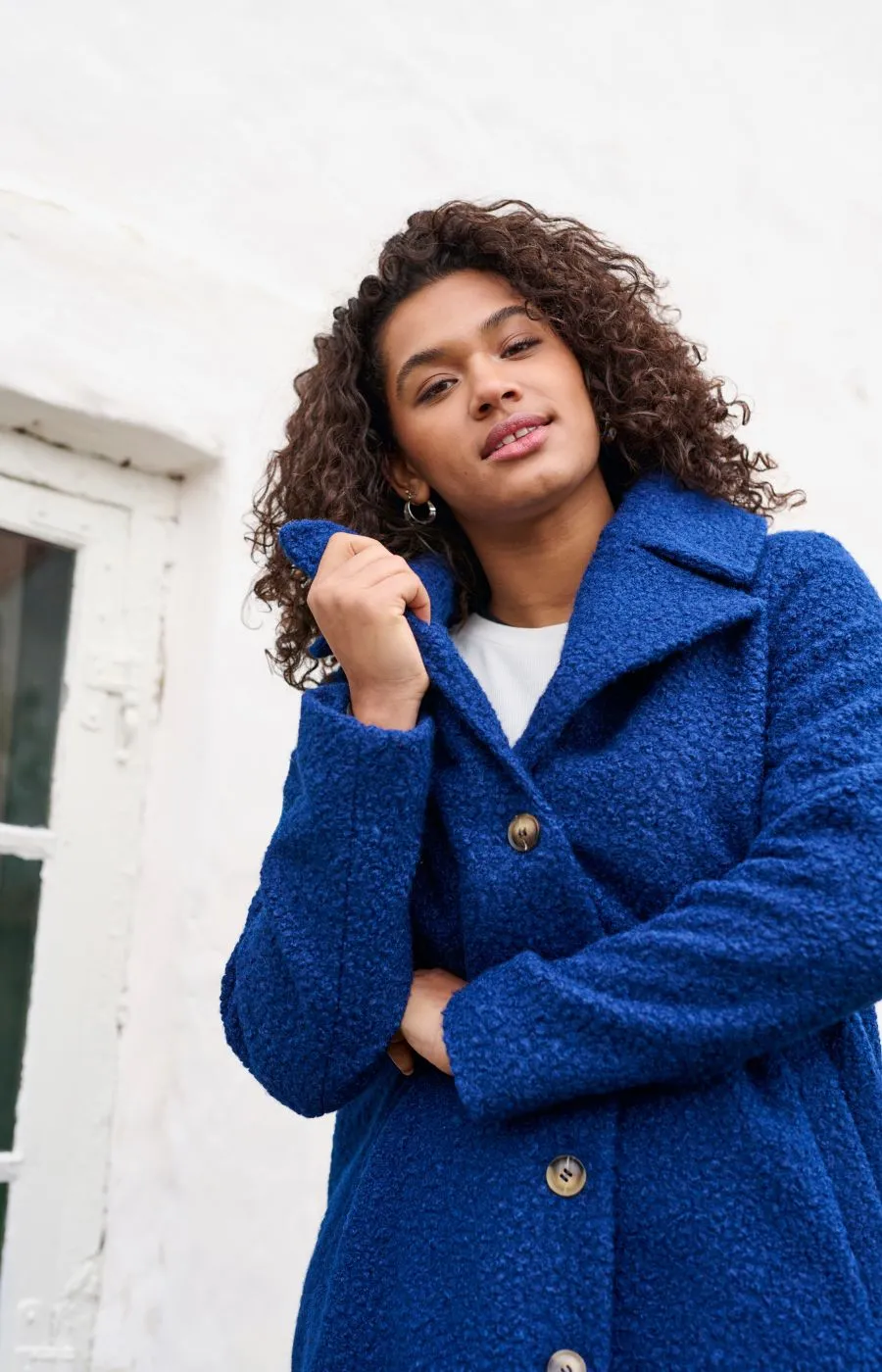 Kaffe Curve Anni Coat in Royal Blue