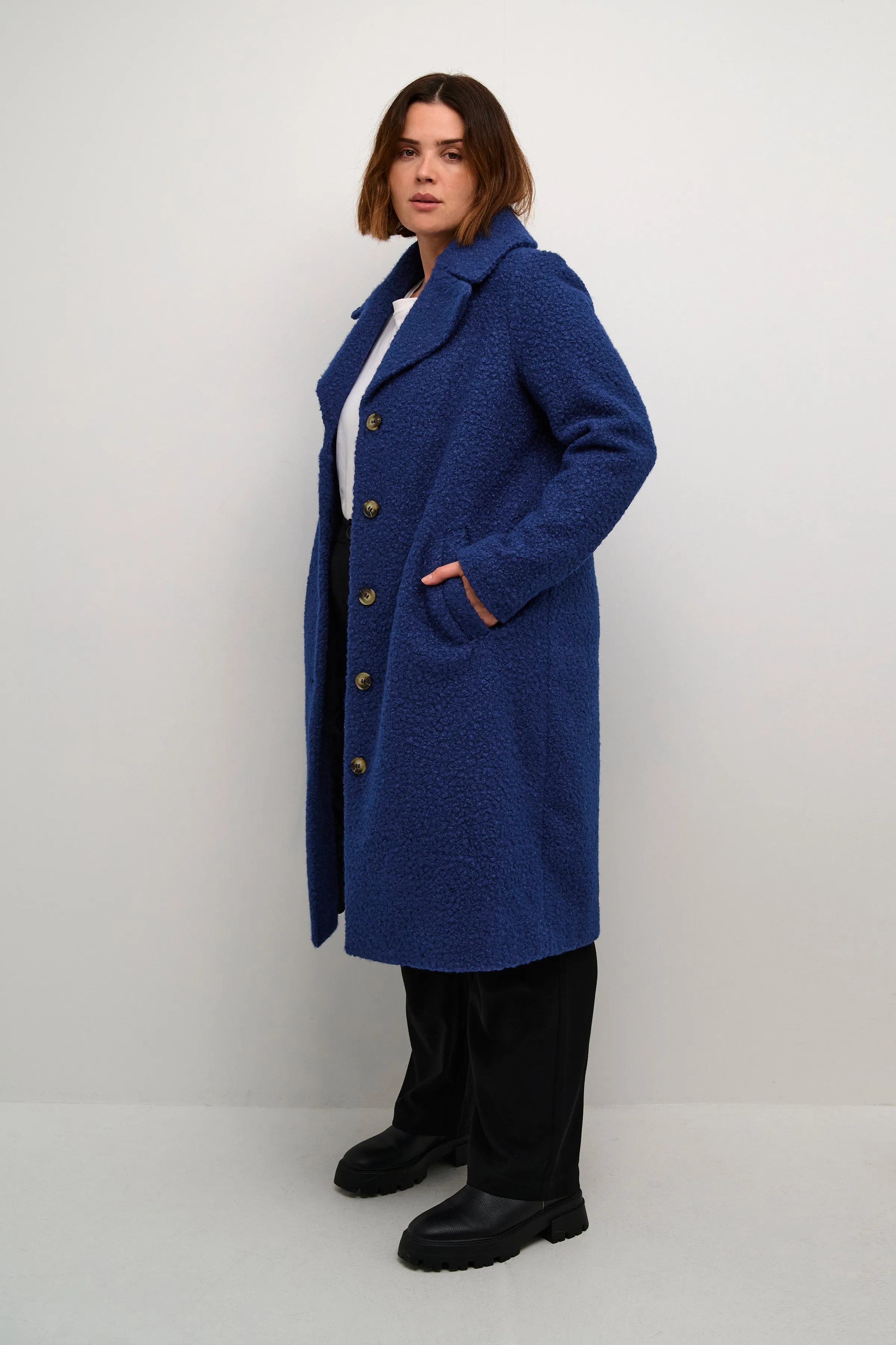 Kaffe Curve Anni Coat in Royal Blue