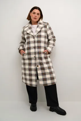 Kaffe Curve Salina Coat in Grey Check