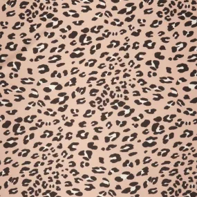 Leopard Light Pink Stretch Printed Satin Silk Fabric