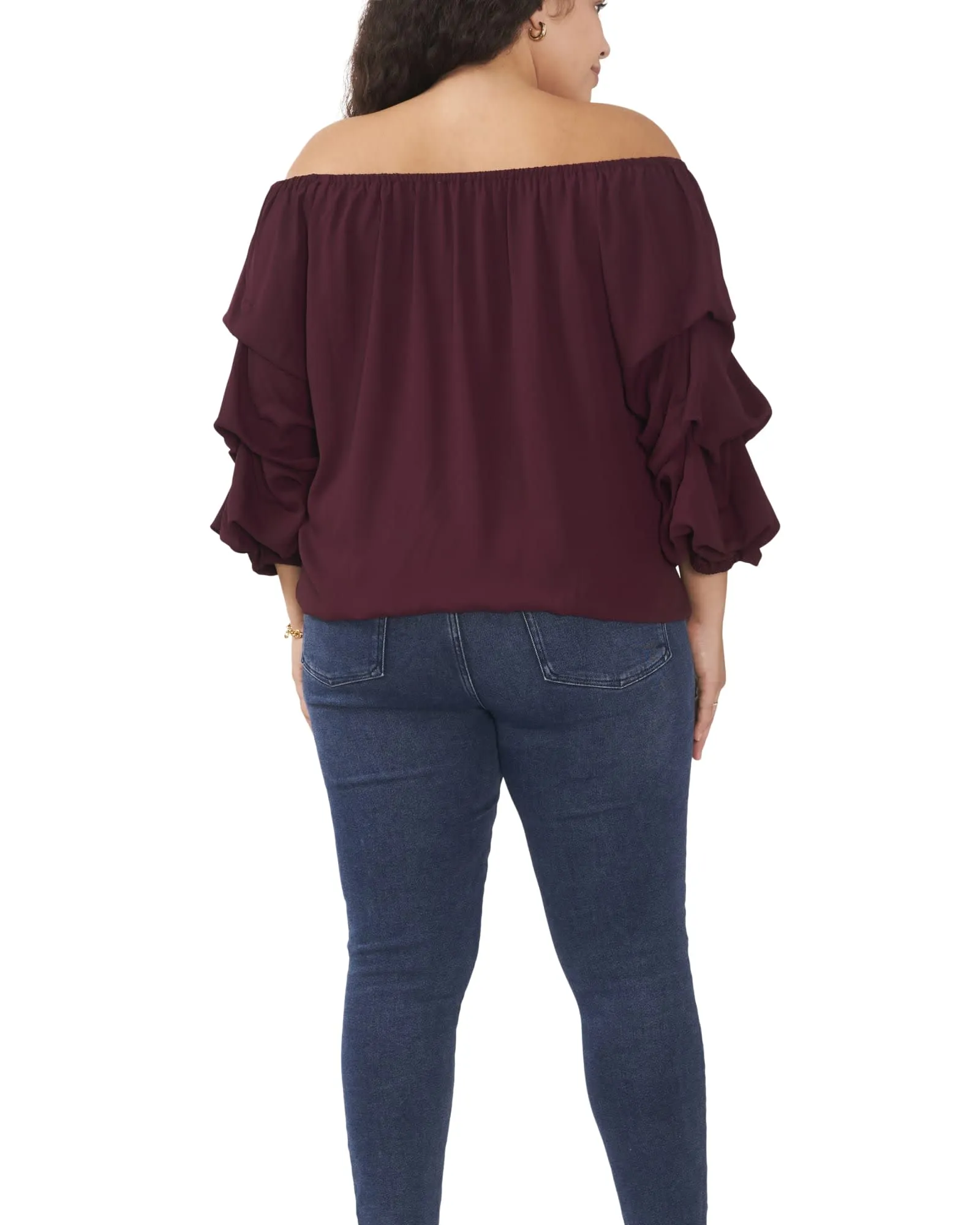 Linda Off The Shoulder Blouse | CRISP MERLOT