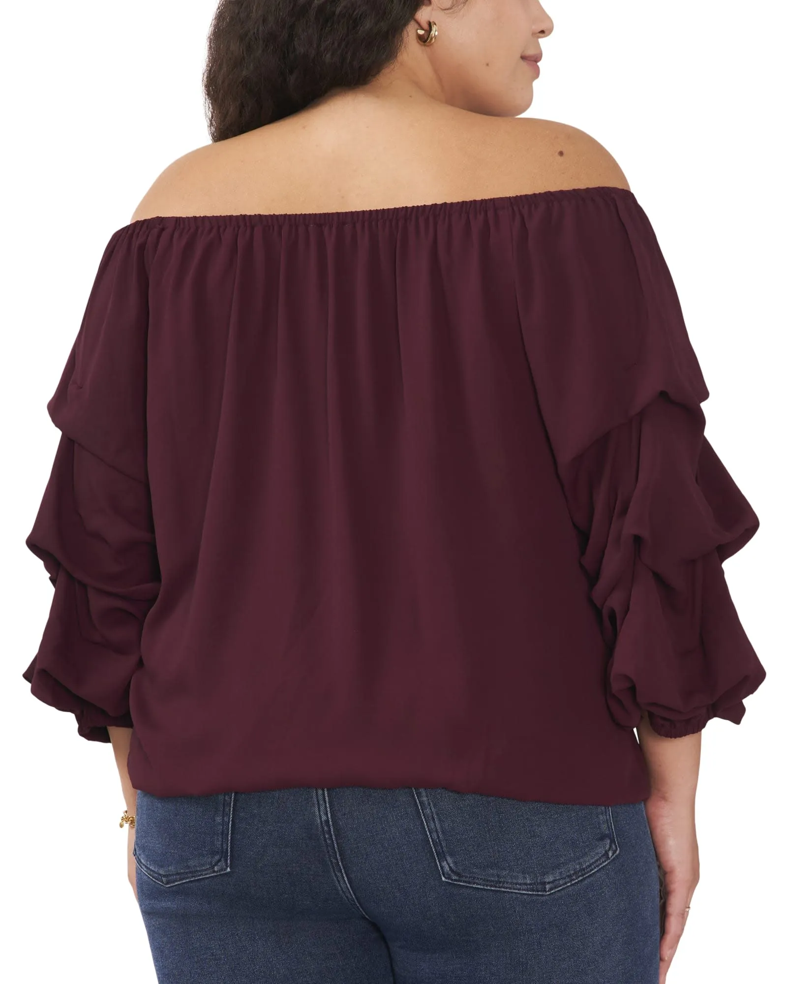 Linda Off The Shoulder Blouse | CRISP MERLOT