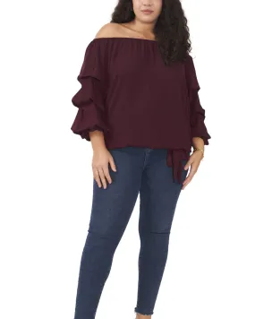 Linda Off The Shoulder Blouse | CRISP MERLOT