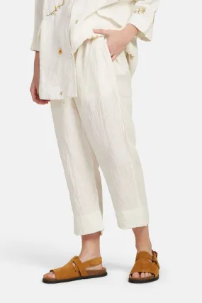 Linen wide-legged pants