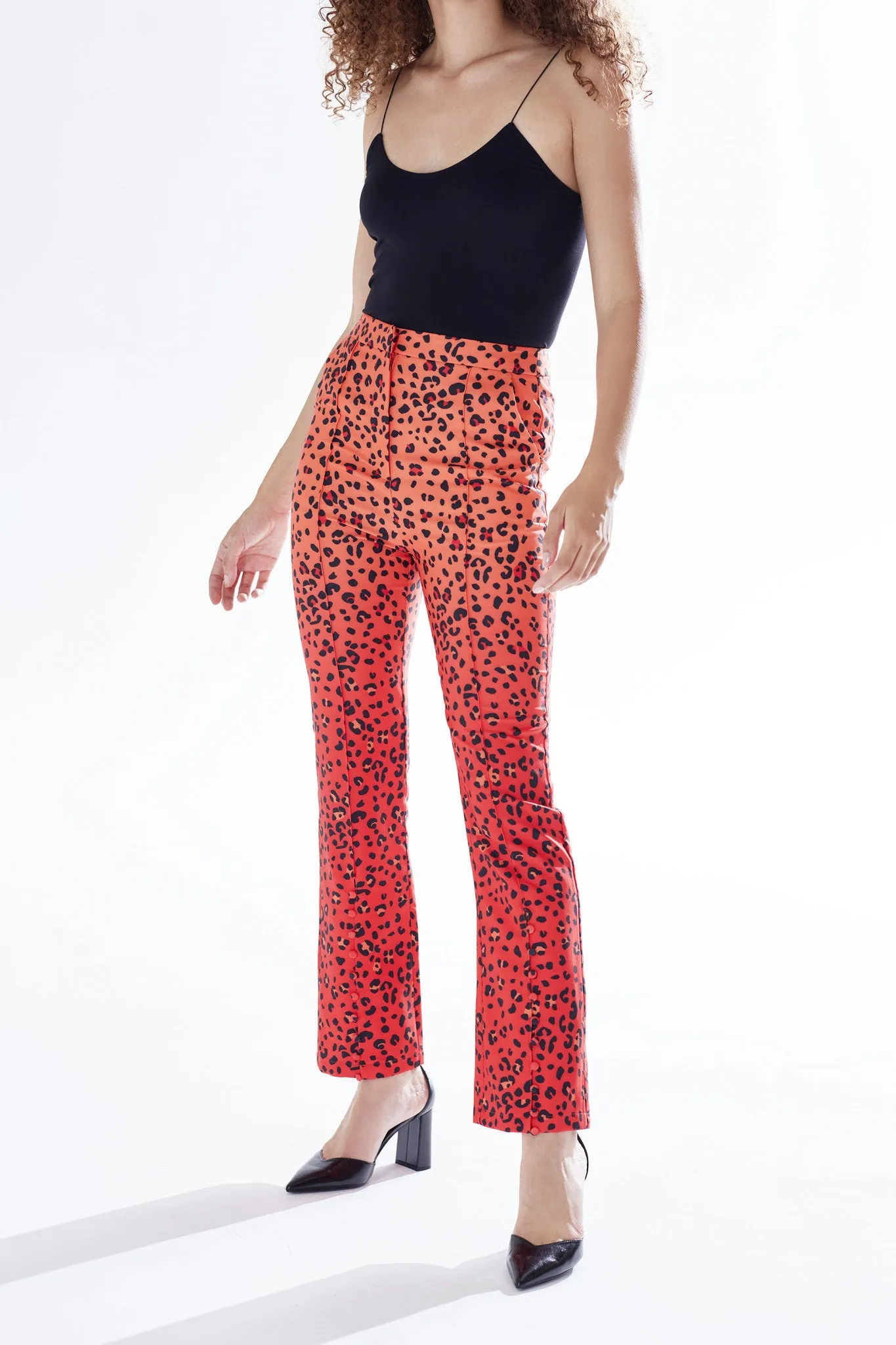 Liquorish Red Animal Print Tailored Trousers