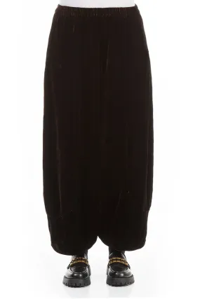 Loose Chocolate Silk Velvet Trousers