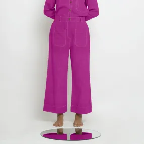 Magenta Linen Patch Pocket Wide Legged Pant