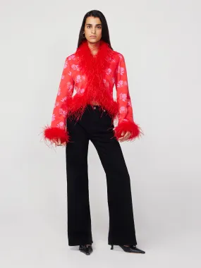 Mariah Red Floral Feather Jacket