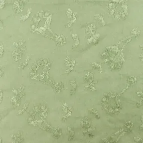 Matcha Green Floral Embroidered Rayon Chiffon Woven Fabric