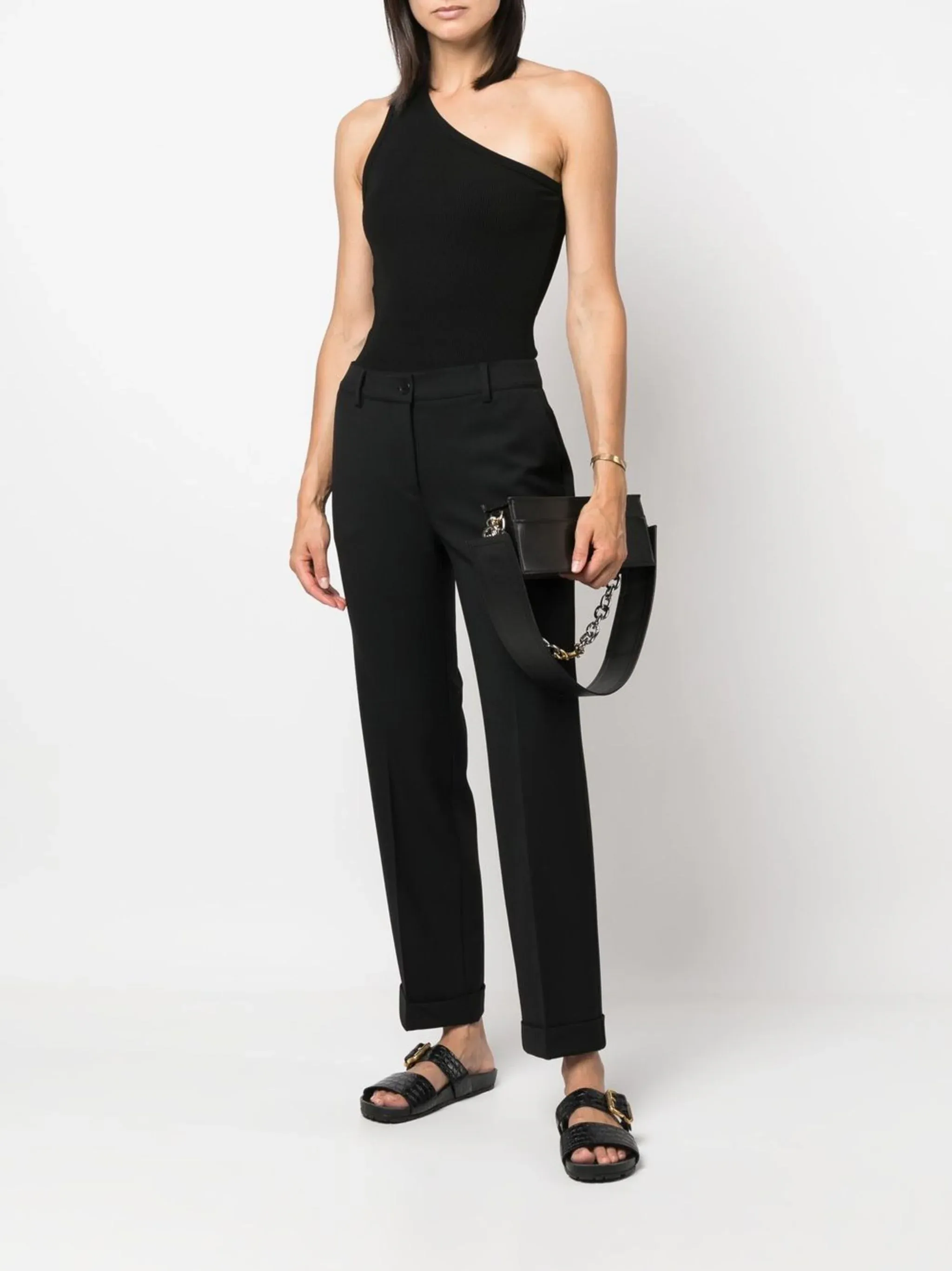 mid-rise tailored straight trousers