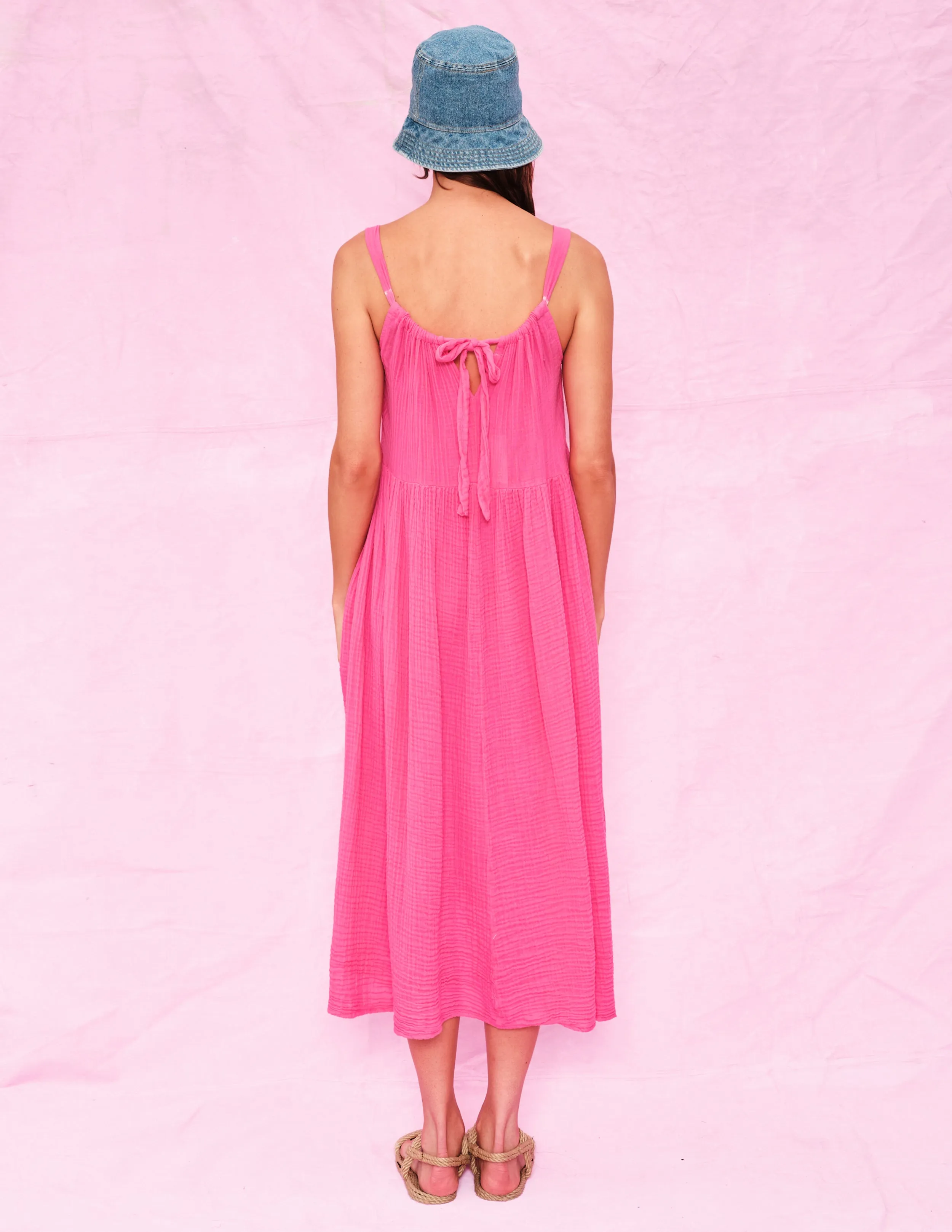 Midi Dress with Back Tie ~ Azalea