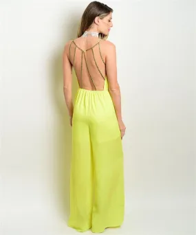 Misses Sexy Neon Yellow Spaghetti Strap Romper