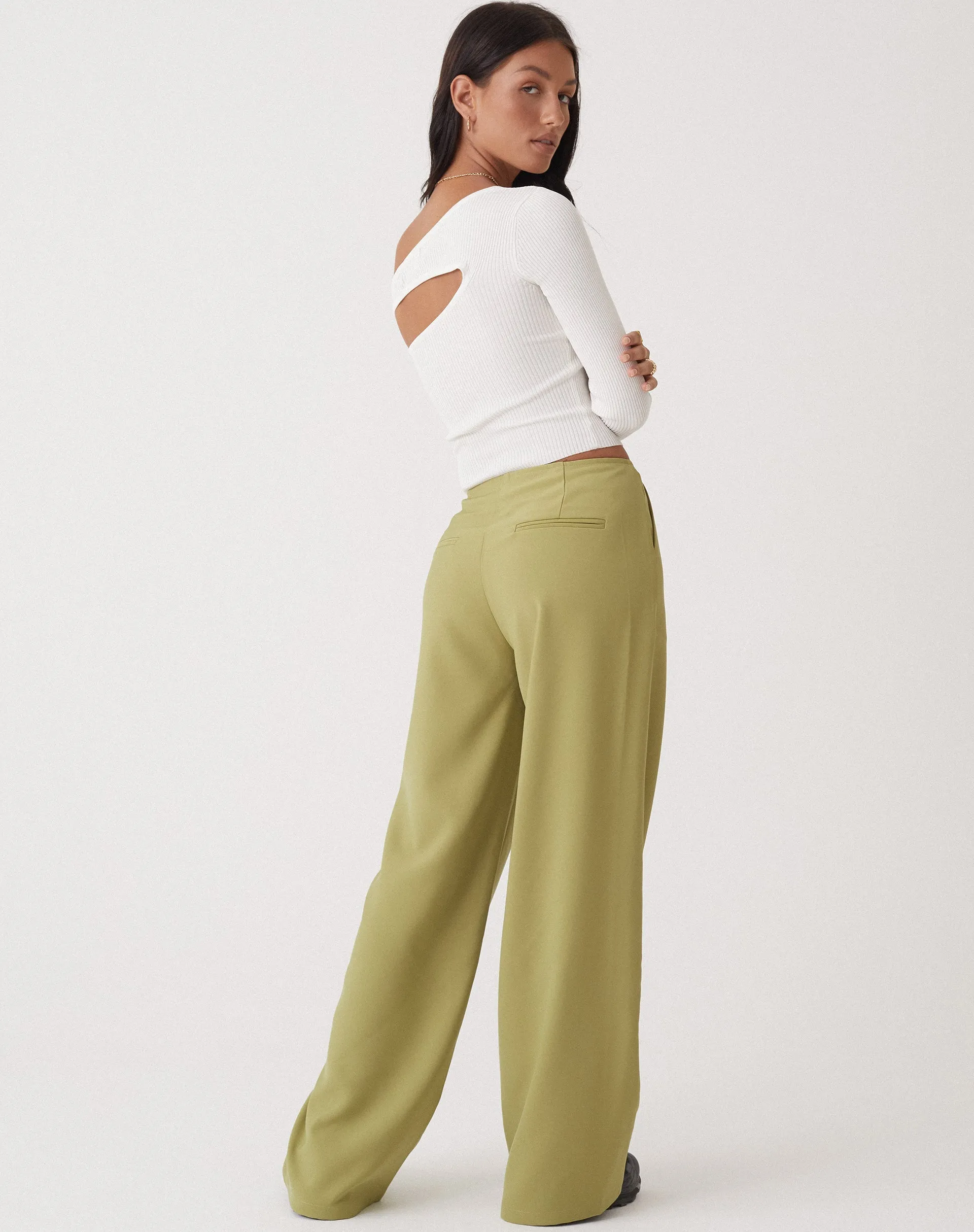 MOTEL X OLIVIA NEILL Amadi Wide Leg Trouser in Tailoring Seamfoam Green