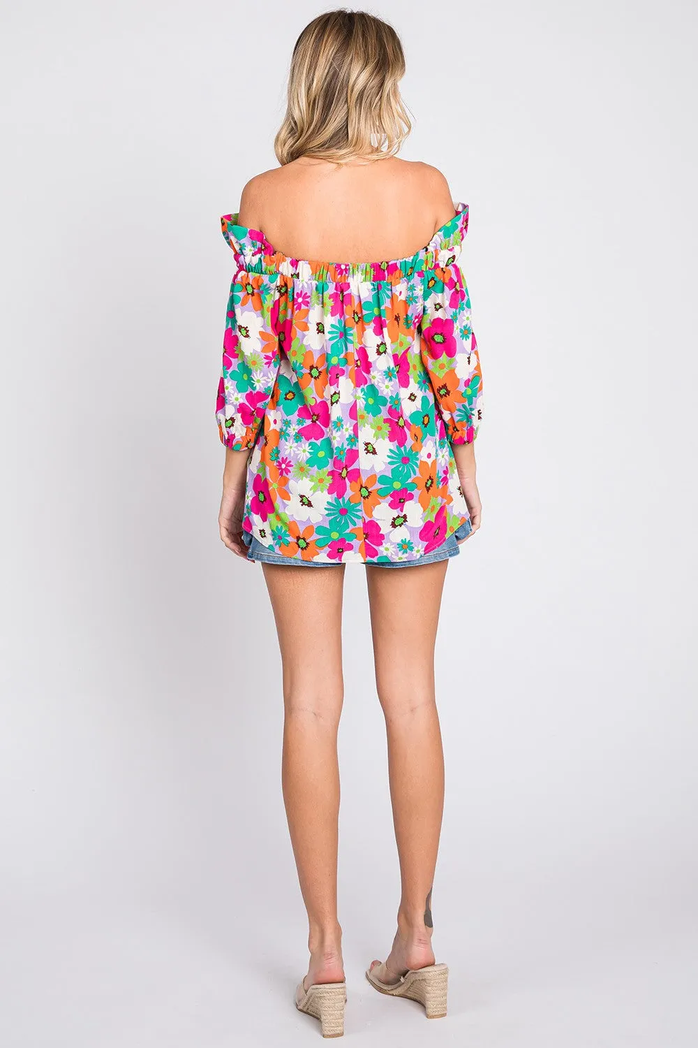 Multi Floral Off-Shoulder Blouse - Final Sale