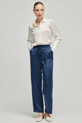 Navy Blue Nature Silk Trousers