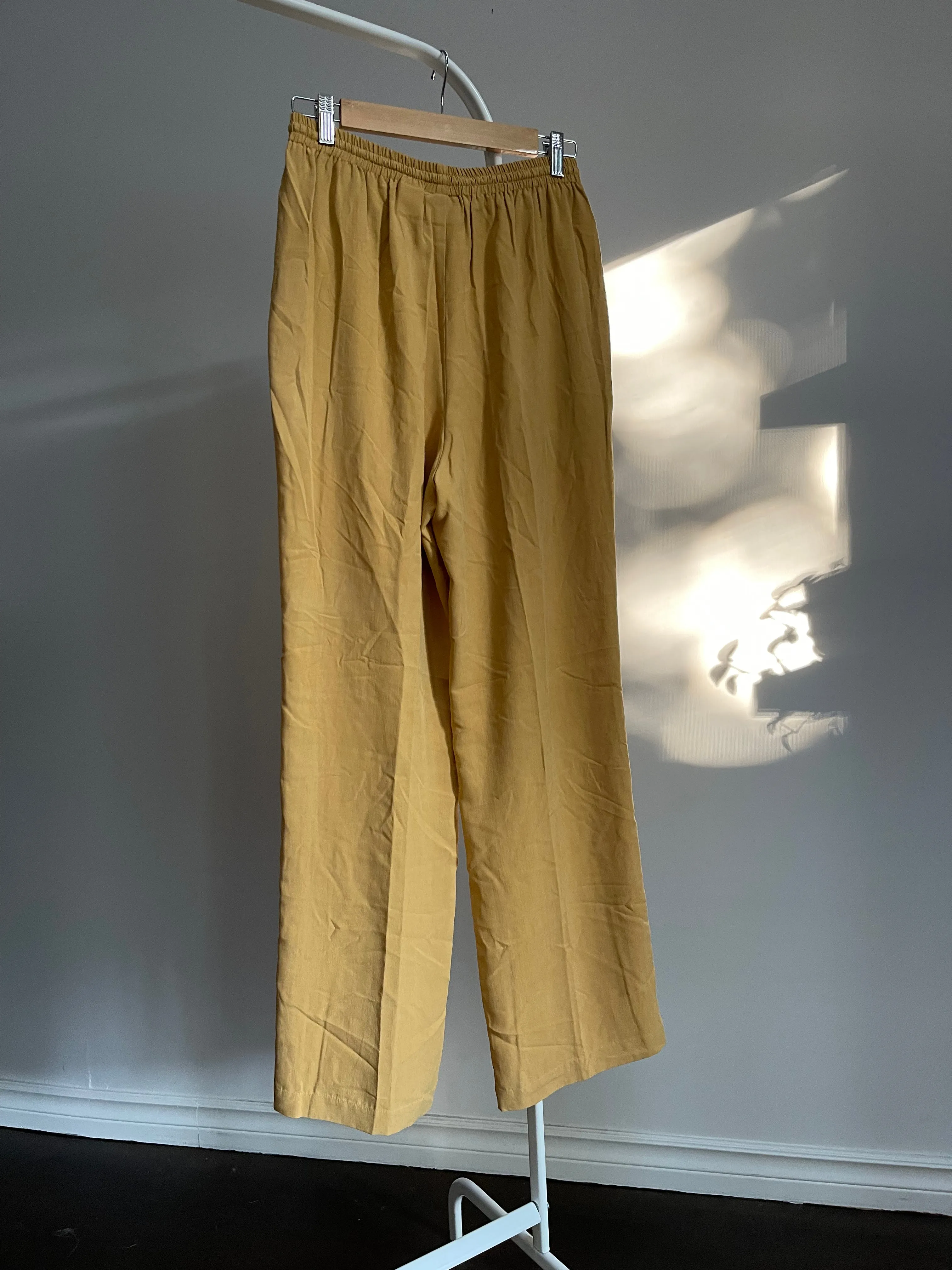 Ochre 100% Silk Drawstring Trousers - M