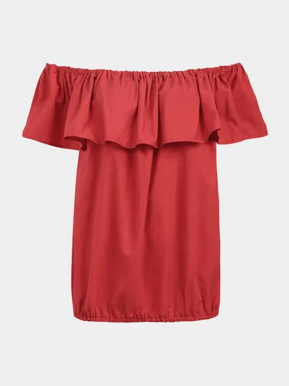 OEM ODM Off The Shoulder Fashion Red Blouses