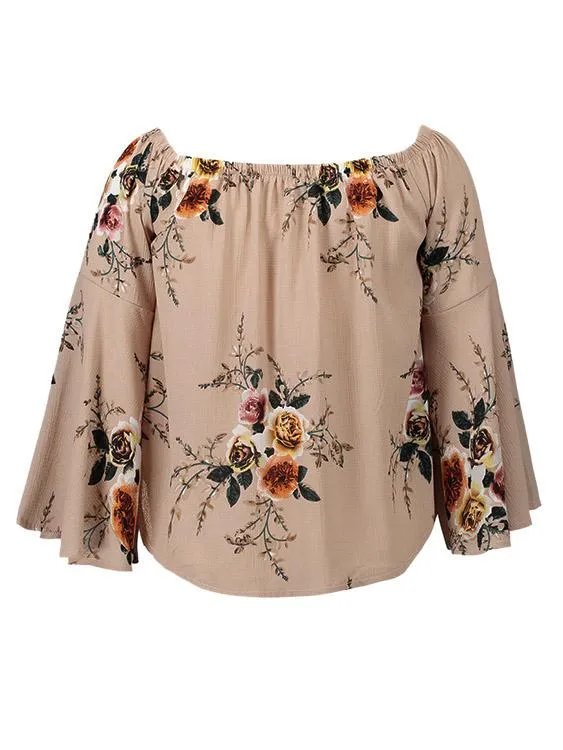 OEM ODM Off The Shoulder Floral Print Long Sleeve Blouses