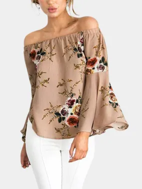 OEM ODM Off The Shoulder Floral Print Long Sleeve Blouses