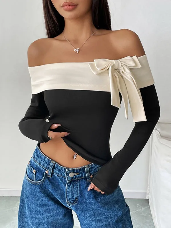 Off-Shoulder Top with Bow Accent