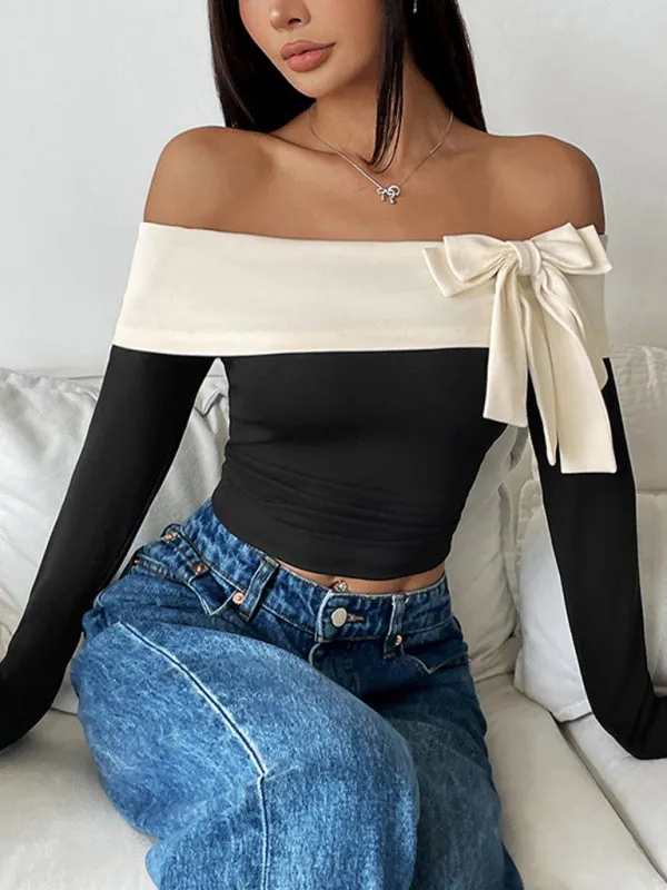 Off-Shoulder Top with Bow Accent