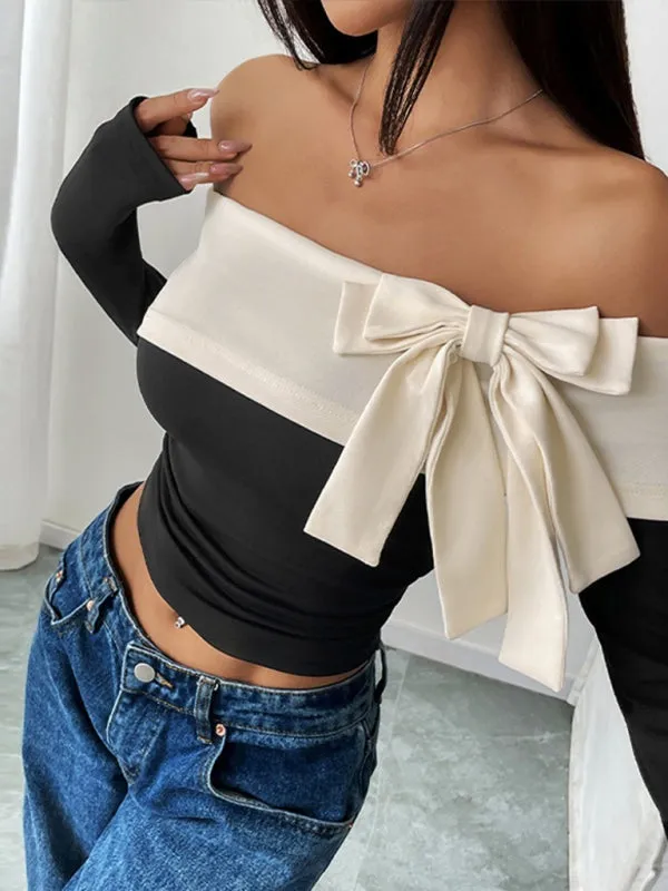 Off-Shoulder Top with Bow Accent