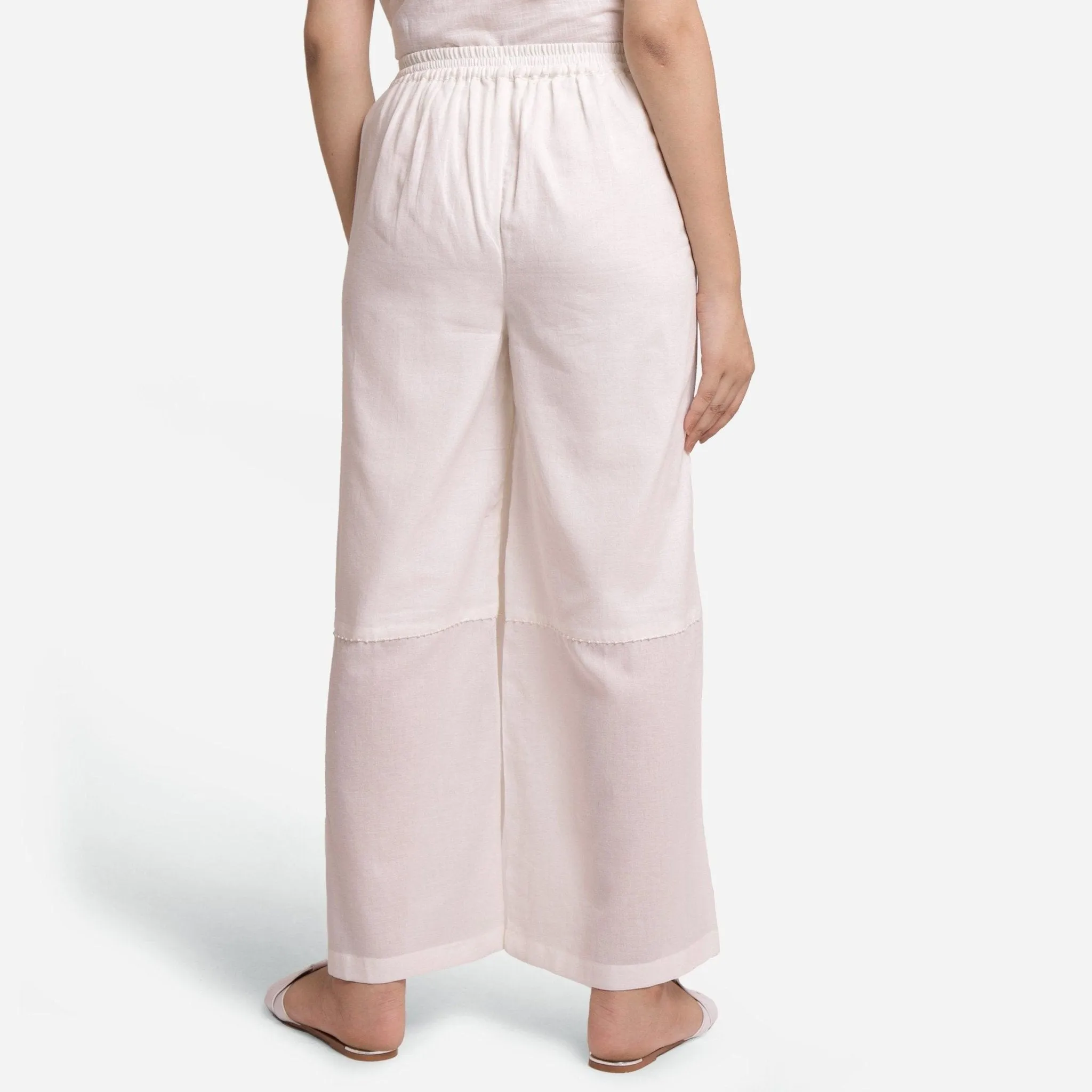 Off-White Hand Beaded Cotton Elasticated Wide Legged Pant