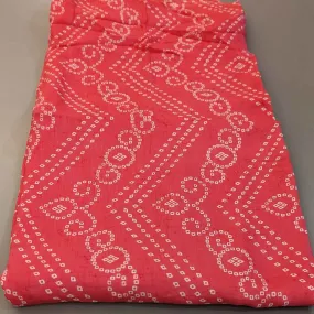 Pink & White Chevron Viscose Muslin Silk Fabric