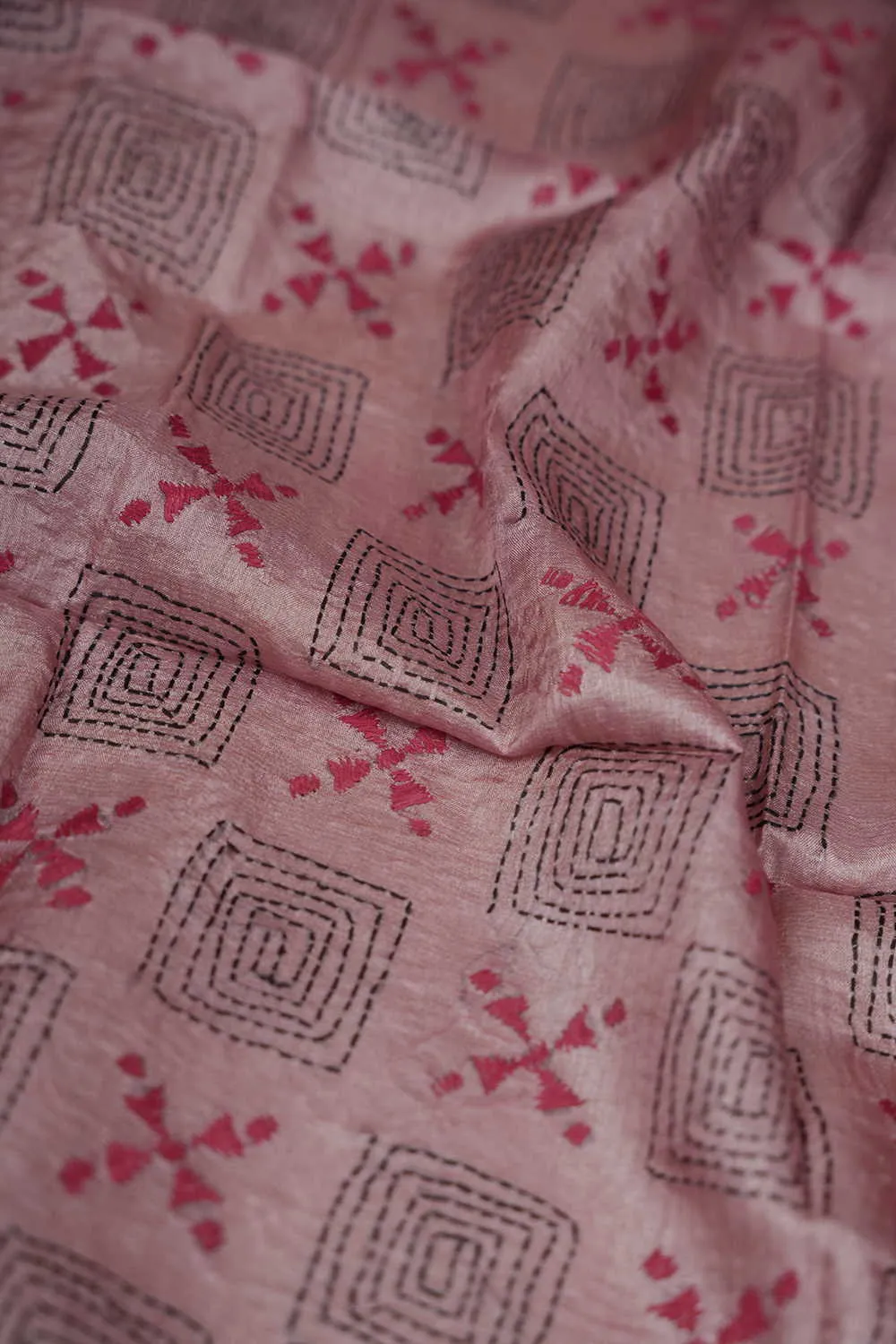 Pink Kantha Silk Blouse