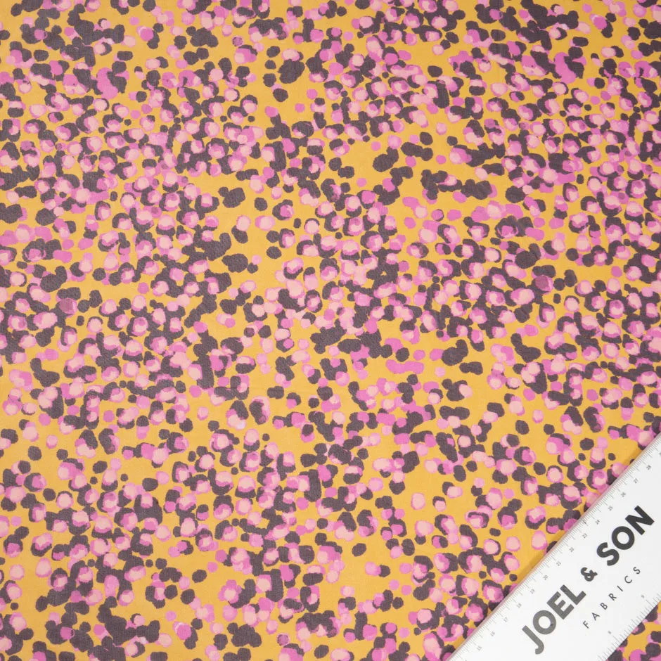 Pink Spotted Yellow/Peach Pure Silk Georgette