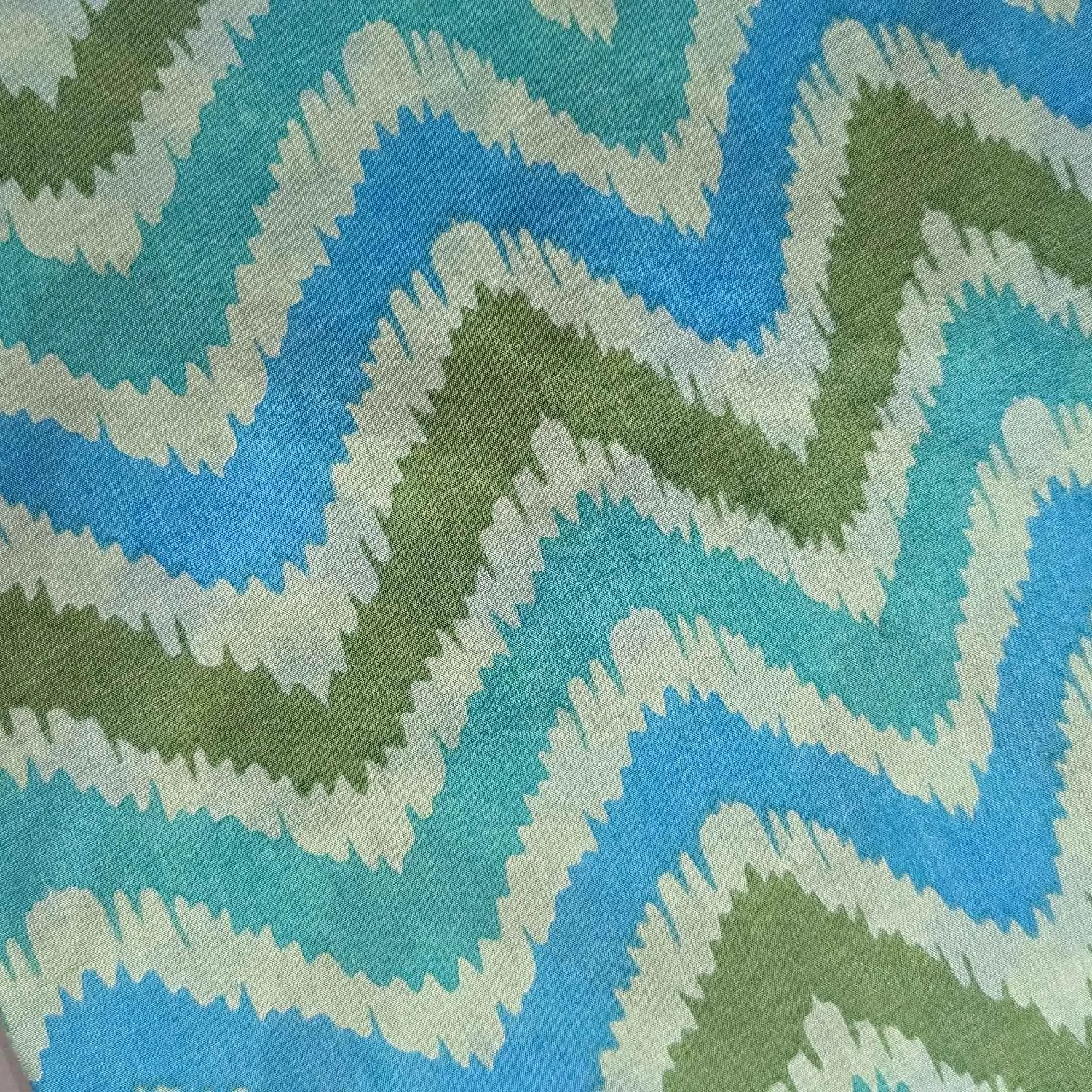 Precut Of Multicolor Chevron Print Muslin Silk Fabric