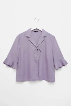 PURE LINEN LILAC VOLANTS SHIRT JACKET