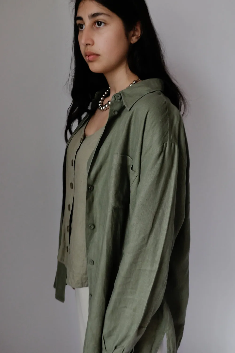 PURE LINEN VINTAGE VEST SHIRT