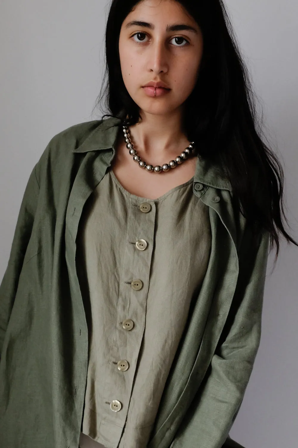 PURE LINEN VINTAGE VEST SHIRT