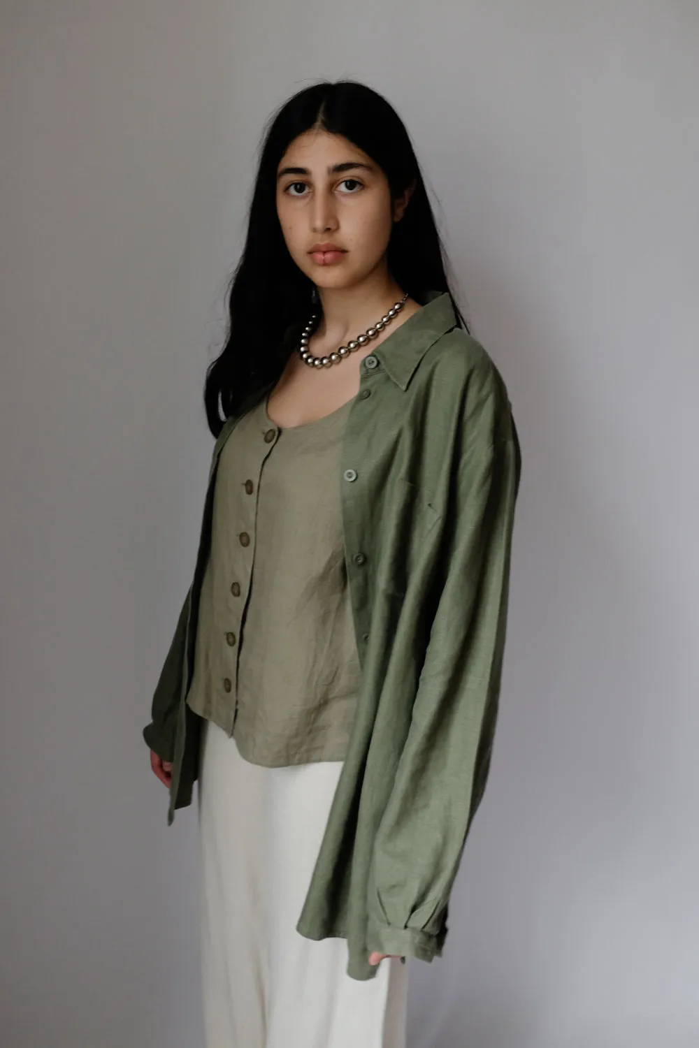 PURE LINEN VINTAGE VEST SHIRT