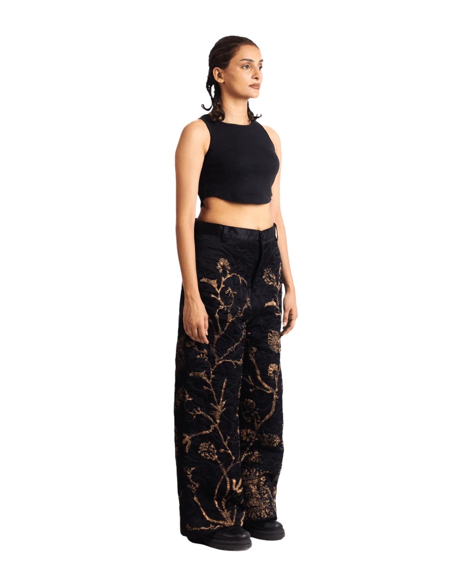 "GOLDEN" SILK BLOCKPRINT TROUSERS