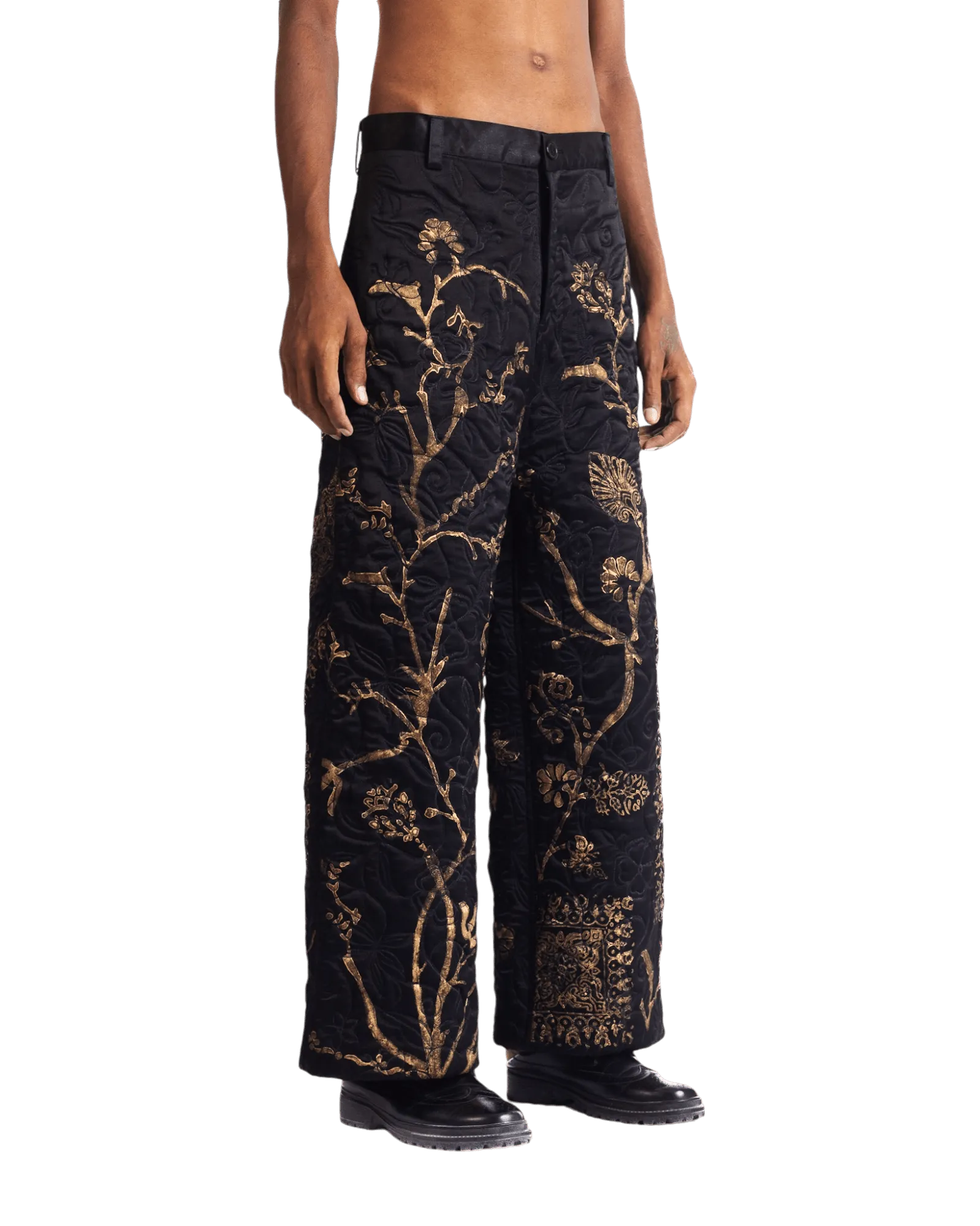 "GOLDEN" SILK BLOCKPRINT TROUSERS