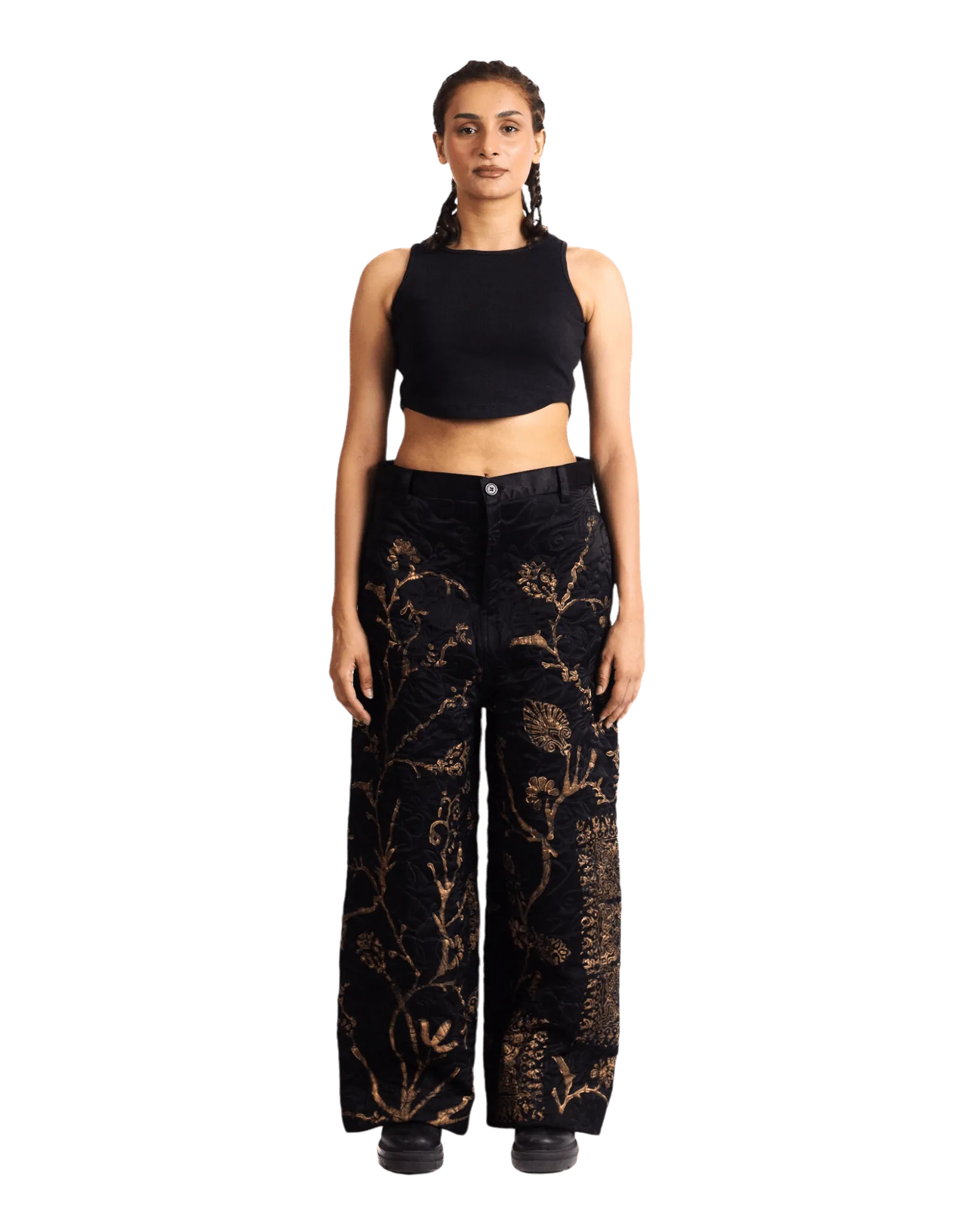 "GOLDEN" SILK BLOCKPRINT TROUSERS